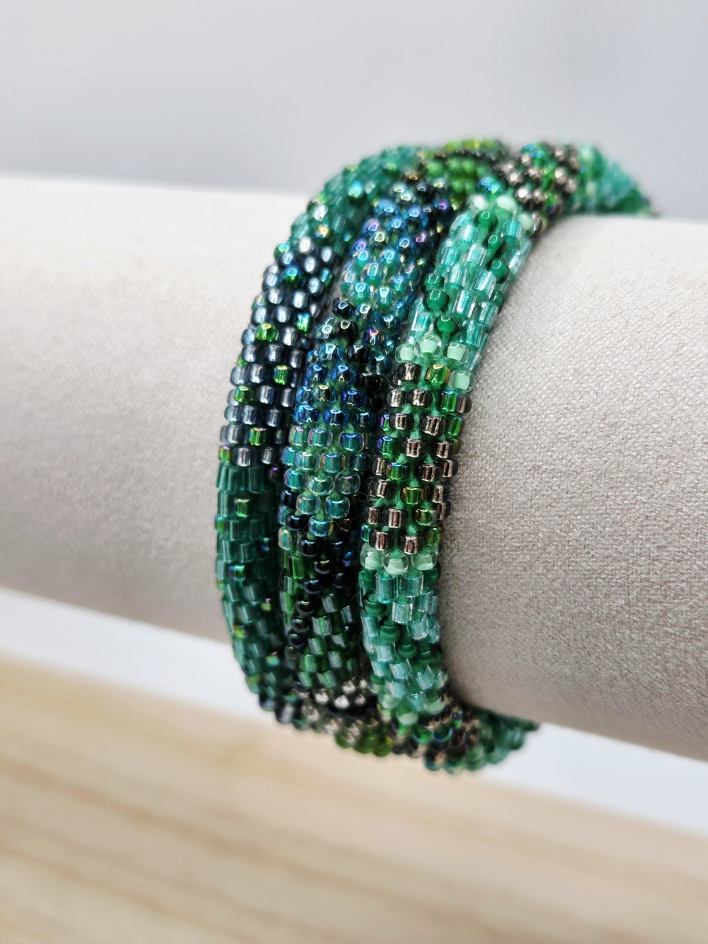 Emerald Green Beaded Bracelet Trio - Unbranded - Picture 6 of 9